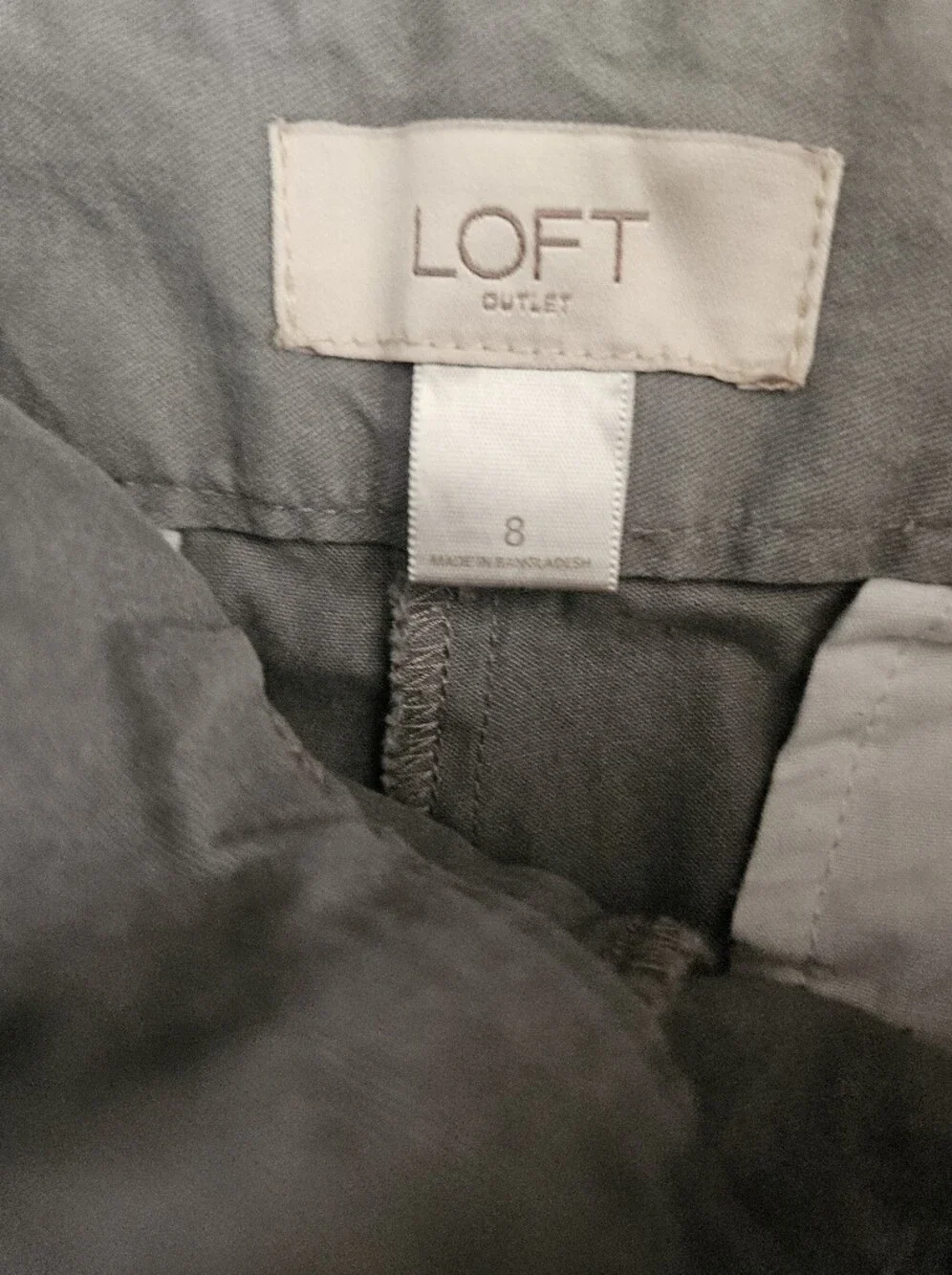 LOFT Light Gray Mid-Rise Chino Shorts, Size 8